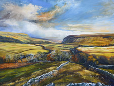 Quadro ad olio Yorkshire Dales arte campagna tela stampa da parete a colori