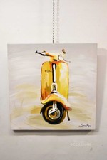 Quadro Dipinto Su Tela Vespa Gialla Smith 60x60 Cm