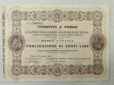 OBBLIGAZIONE LIRE 20 BANC AITALIA 1905 DANTE ALIGHIERI OTTIME CONDIZIONI
