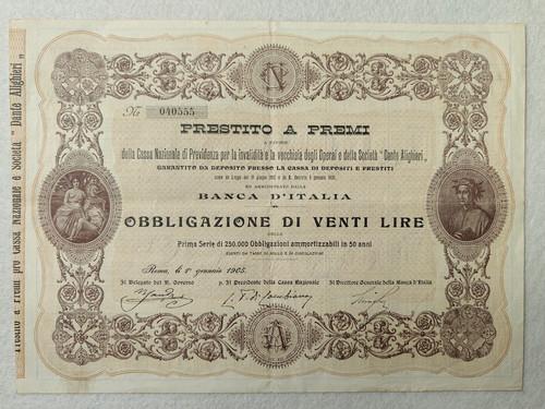 Obbligazione lire banc - lire, 20
