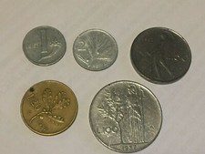 LOTTO COMPOSTO DA N. 5 MONETE DA  LIRE 1 - 2 - 20 - 50 - 100 (emissione 1957)