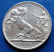 MONETA REGNO V.E.III 10 LIRE BIGA 1930, NON COMUNE AG 10 GRAMMI,Q SPL SPL