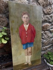 Dipinto Olio Su Tela Antico Bambino Grande ❤️❤️