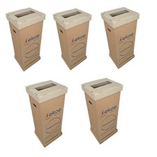 Kit di 5 Bidoni raccolta differenziata EKOE mi differenzio cartone da 90 litri
