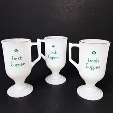 3 Vintage Milk Glass Irish