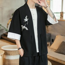 Uomo Etnico Crane Ricamato