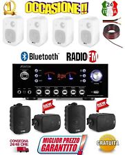 IMPIANTO FILODIFFUSIONE LOCALI amplificatore + 4 Casse audio Bianche o Nere+Cavo