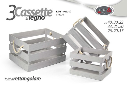 Cassette legno grigio set - , 3