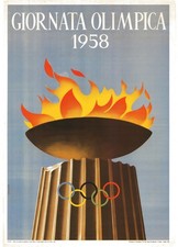 Raro Manifesto originale Olimpiadi ROMA 1960 Giornata Olimpica 1958