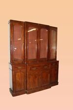 Grande libreria bookcase inglese del 1800 in legno di mogano con scrittoio 