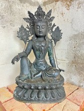 antico bronzo nepalese Buddha saggio Tara dea della compassione Nepal h 60 cm