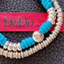 dodo pomellato bracciale turchese maxi rondelle e maxi pepita argento originale