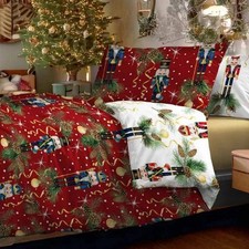 Parure Copripiumone con federe in cotone Schiaccianoci natalizio