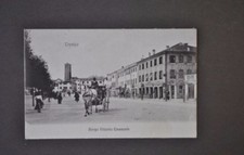 Cartoline Veneto Treviso Borgo Vittorio Emanuele Animata Calesse Carrozza 1910