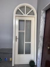 porta antica in vero legno Arco Bianco da revisionare comprese Maniglie