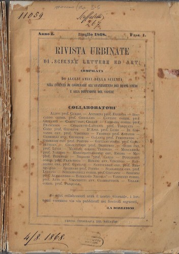 Rivista urbinate scienze - rivista, di