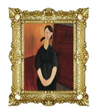 STAMPA CARTA TELATA MODIGLIANI DIPINTO RITRATTO PAULETTE CORNICE BAROCCA CM55X45