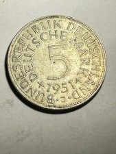 MONETA 5 MARCHI BUNDES REPUBLIK 1951 J GERMANIA ARG. g.11 OLD SILVER COIN