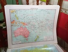 Cartina Geografica Oceania Politica E Fisica Fronte Retro Misura Foglio 29x37 Cm