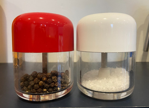 Vintage salt pepper grinders - &,