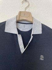 Polo uomo Brunello Cucinelli taglia 52 blu navy/grigio cotone regular fit Italia ottime condizioni