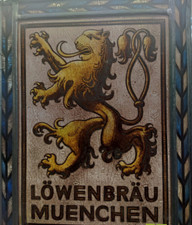 Birra Bier Lowenbrau Muenchen BleiGlasschild Werbeschild Insegna pubblicitaria