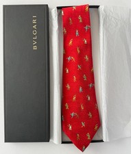 Bvlgari Bulgari 7 pieghe Tie 100% seta rossa con figure
