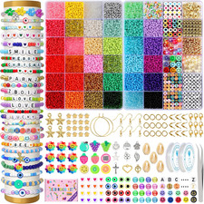19000 Perline per Braccialetti, 36 Colori Bigiotteria Fai Da Te Con Lettere Perl