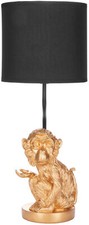 BRUBAKER Lampada da Tavolo Animal Scimmie Golden Resina 52 Cm Paralume Nero