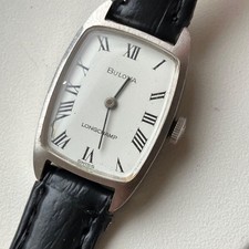 Orologio Bulova Longchamp quadrante bianco cinturino pelle carica manuale usato