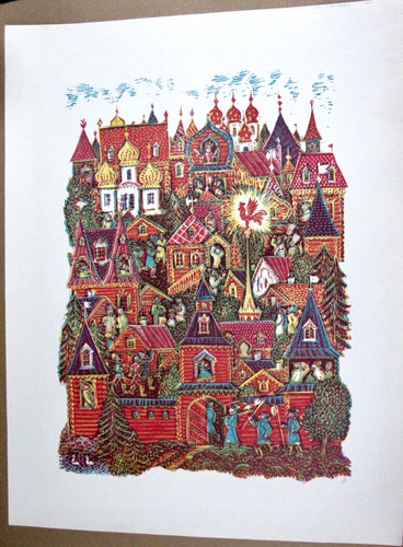 Gallo oro linocut - gallo, d'oro