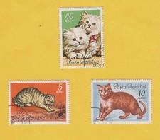 Romania Gatti domestici 1965  Francobollo Stamp 3 francobolli