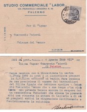 # PALERMO - testatina -  STUDIO COMMERCIALE "LABOR"   1929