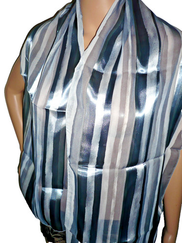 Sciarpa chiffon raso argento