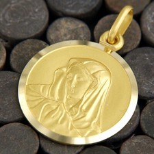 Ciondolo in ORO Giallo 18 kt 750 Medaglia Madonna Santa Vergine Maria Unoaerre
