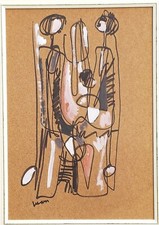 Fausto Ghiglia (Pinerolo 1959). 2 figure, tecnica mista su masonite.