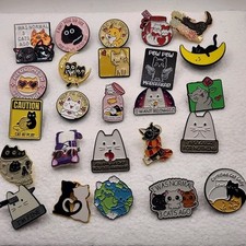 Lotto 25 pezzi spille smaltate gatto carino e impertinente divertente meme gattino spilla collezione regalo