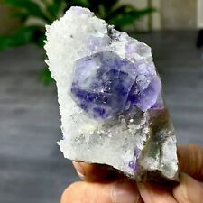 143G raro esemplare trasparente blu-verde cubo fluorite cristallo minerale