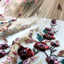 Pizzo da sposa colorato ricamo