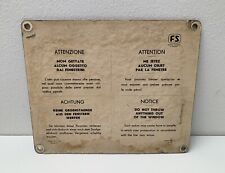 Targa FS Ferrovie dello Stato Non Gettate Alcun Oggetto dai Finestrini Anno 1974