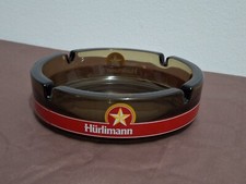 Vecchio Posacenere Birra Hurlimann Svizzera Anni 60 In Vetro Fumè Satinato