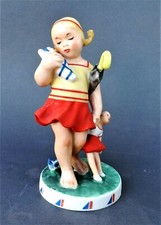 BAMBINA CON BAMBOLE – PORCELLANA POLICROMA – MARCATA “4265” – EPOCA DECO’ 