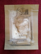 FRANCO MAZZUCCHETTI Nudo di donna tecnica mista su cartoncino Scuola ligure 