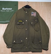 Giacca Barbour X Steve McQueen Rexton cera impermeabile verde con cintura taglia C36 small