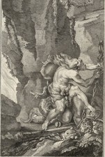 ERCOLE FORGIA IL CERBERO , OVIDIO, incisione del 1791, PASSEPARTOUT