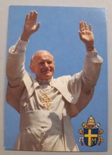 SANTINO foto Papa Giovanni Paolo II HOLYCARD 1980 Wojtyla Stemma Papale e firma
