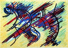 Umberto Mastroianni MOVIMENTO GIALLO serigrafia 33x49 no schifano lodola dorazio