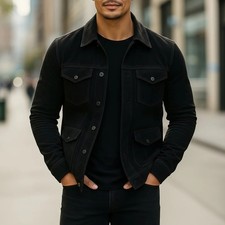 Men’s Black Real Suede