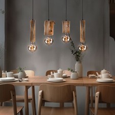 Luce a Sospensione Legno Vintage Plafoniera Cucine Nero Eucalipto