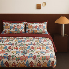 Copripiumino Natalizio Matrimoniale Casette Innevate